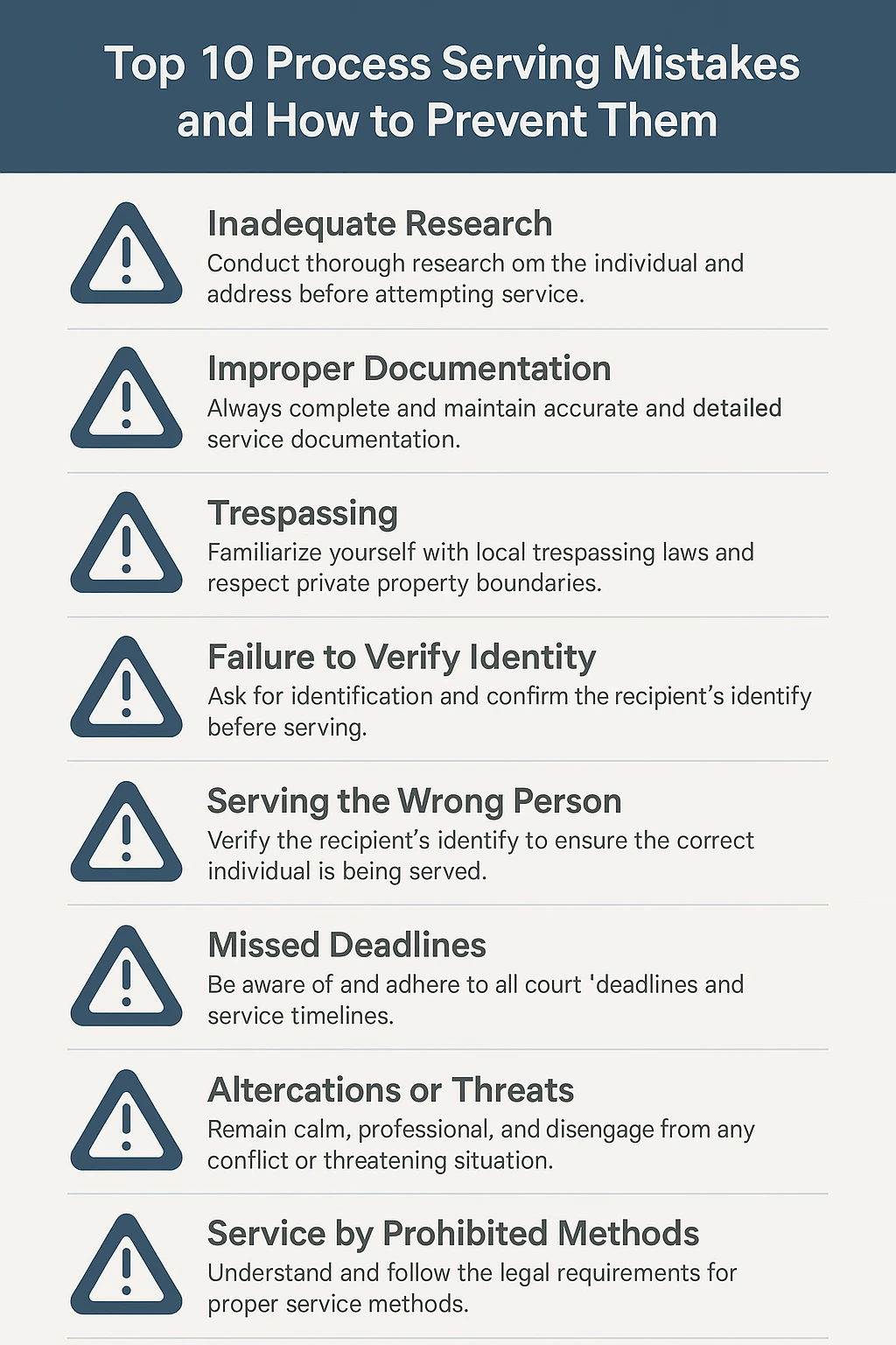 Process Serving Mistakes Checklist